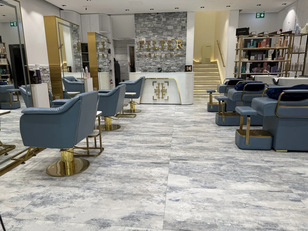 Reception and staircase at FILTER Al Bateen, Marasy — FILTER Ladies Salon Abu Dhabi